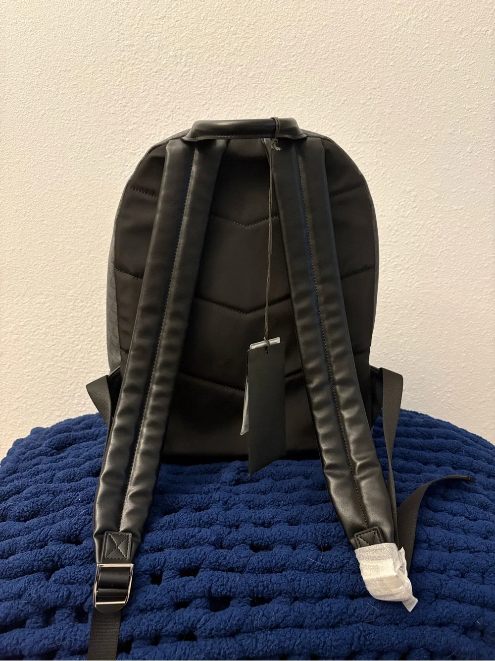 Emporio Armani Black Logo-Print Backpack Interior